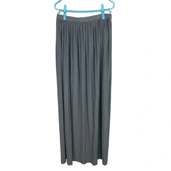 Theory Osnyo Drapey Tee Pleated Maxi Skirt New Grey Melange Size S Made In USA - Picture 1 of 5